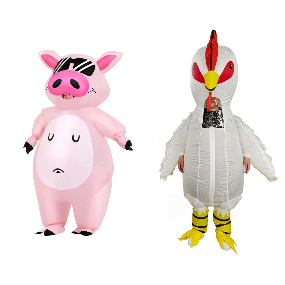 Halloween Costume Adult - 漫画動物子豚のインフレータブルコスチューム アニメピンクスーツ カーニバル プリム ハロウィンパーティー コスプレコスチューム