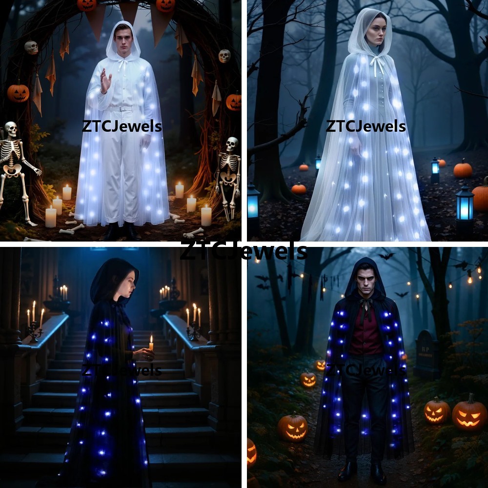 Halloween Party Supplies - LEDライトアップマント ハロウィンコスプレ用 ヴァンパイア 魔女 光るケープコスチューム 大人用