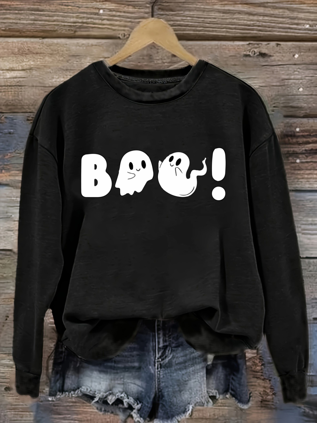 Halloween Costume Adult - レディースカジュアル長袖クルーネックTシャツ、ハロウィンの楽しいゴーストプリントデザイン、ラウンドネック婦人服、洗濯機で洗える、やや伸縮性あり、ゆったりフィット、春・秋・冬用レディースTシャツ、ハロウィンコスチューム衣装