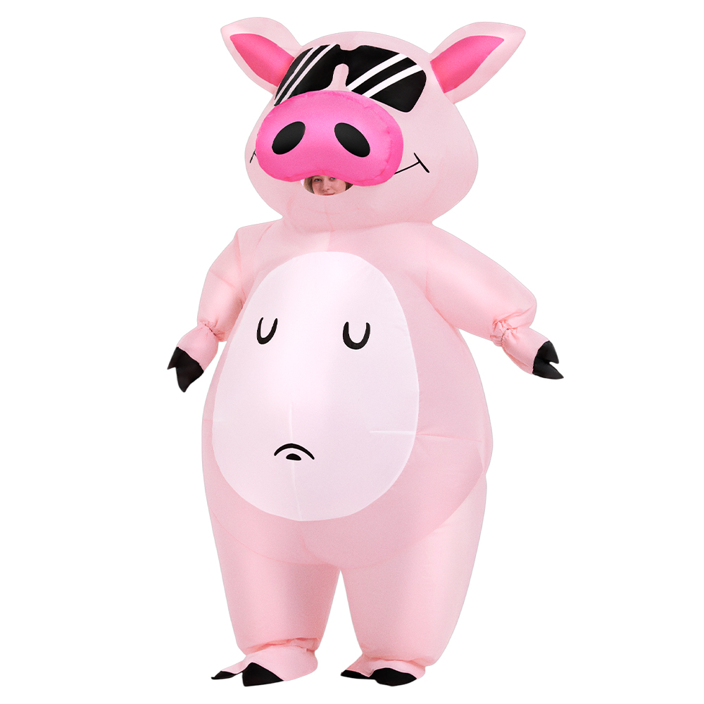 漫画動物子豚のインフレータブルコスチューム アニメピンクスー - Halloween Costume Adult のレビューと価格