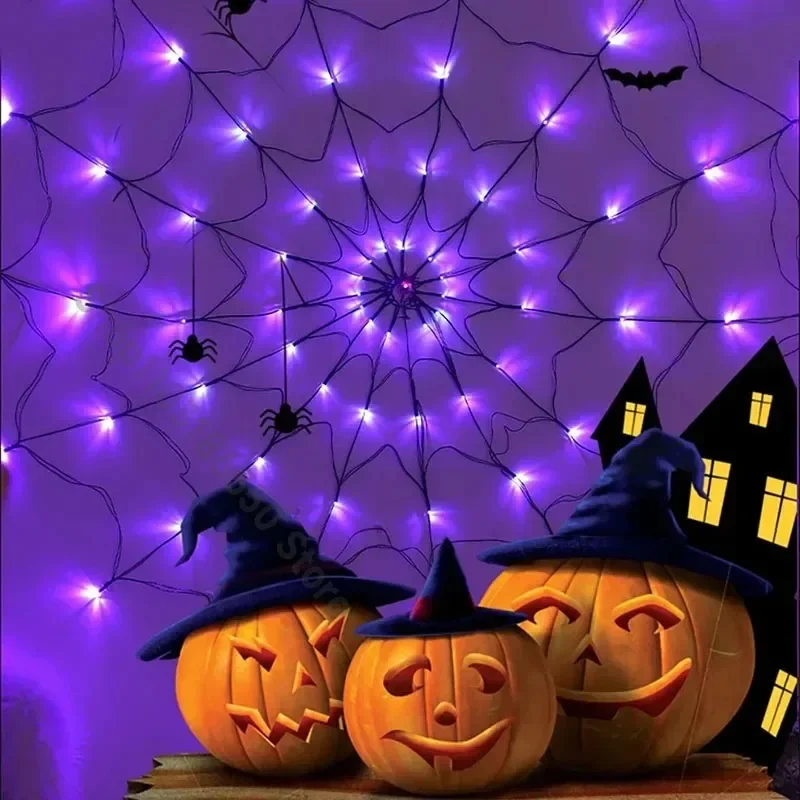 ハロウィン蜘蛛の巣ストリングライト 70LED 防水ネットラ - Spider Web Halloween Decoration のレビューと価格
