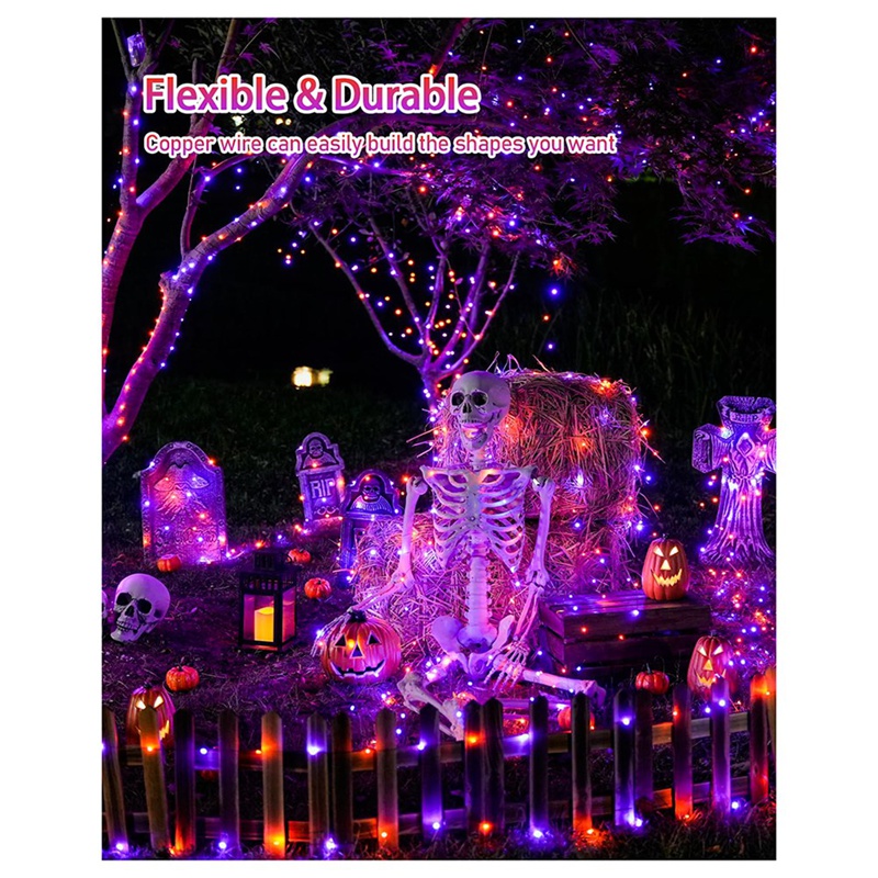 DT16 ソーラーハロウィンストリングライト、8つのモード、 - Halloween Led String Lights Orange のレビューと価格