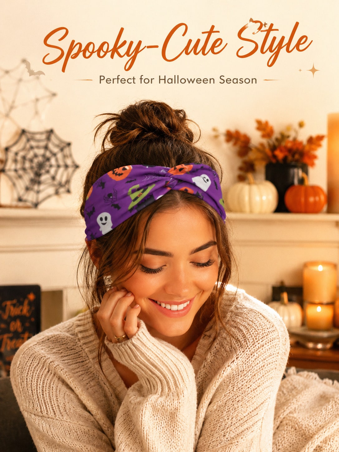 8/4/1 女性用ハロウィーンヘアバンド、カボチャ、お化け、 - Spider Web Halloween Decoration のレビューと価格