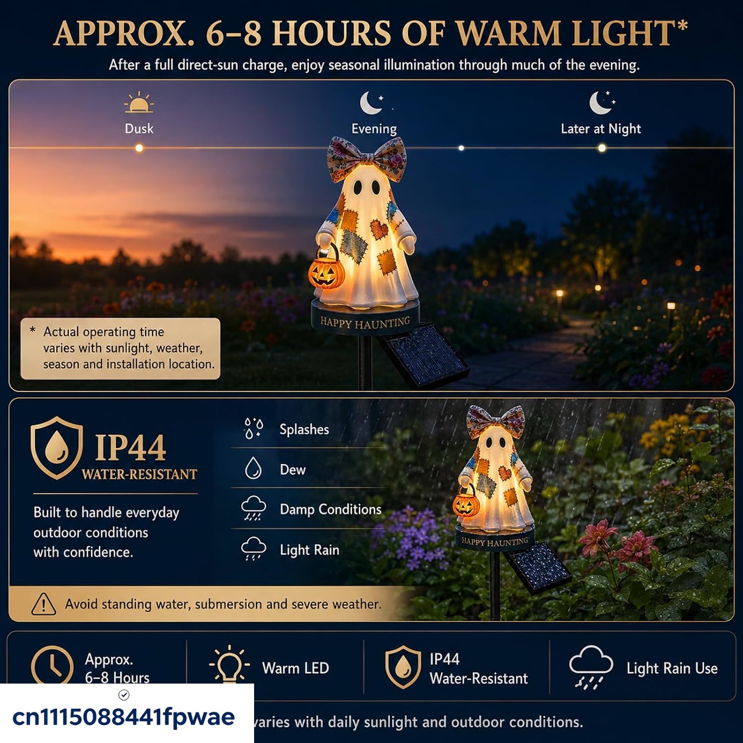 屋外用ソーラーハロウィーン装飾、暖色系のLEDライト付きパッ - Pumpkin Lantern Halloween のレビューと価格