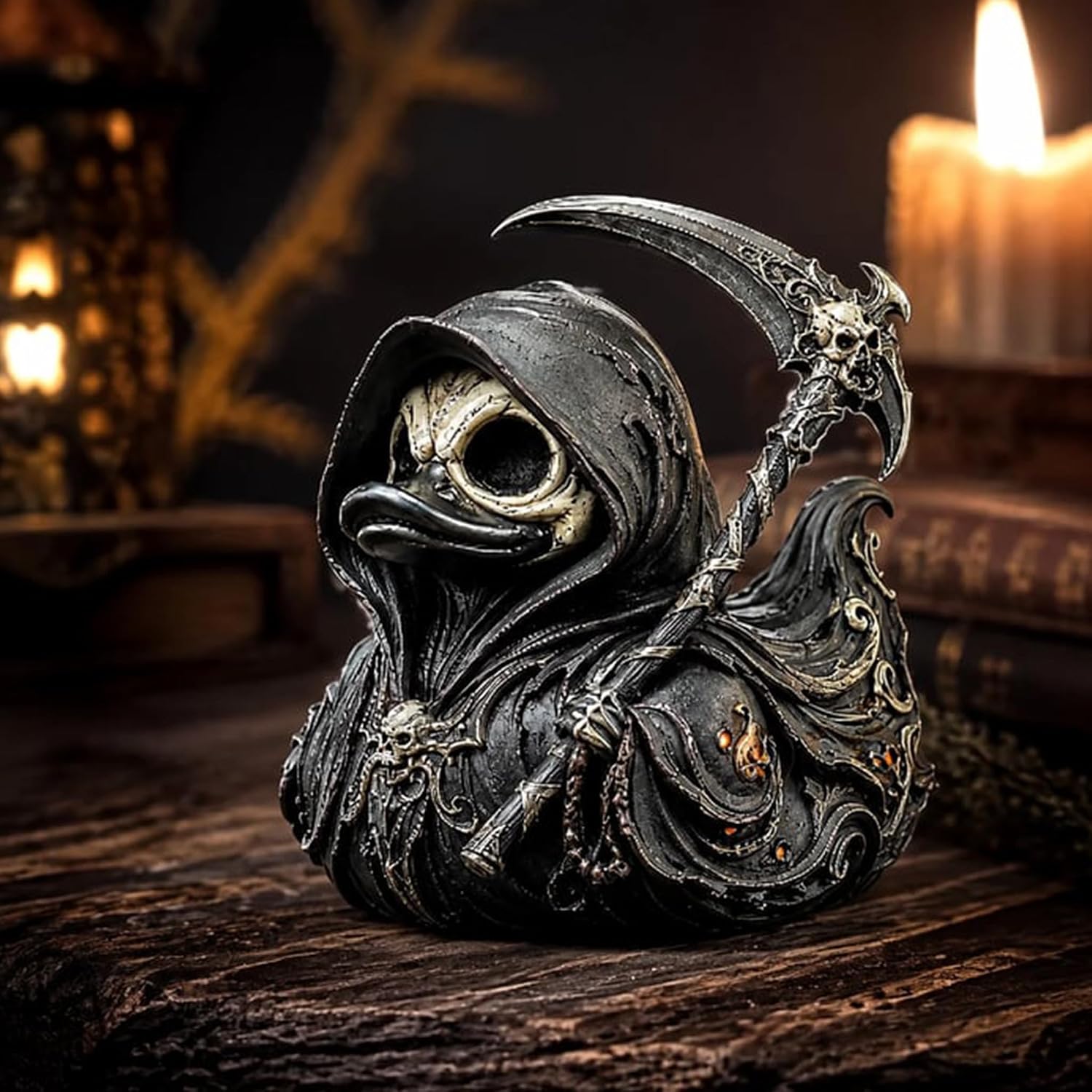 死神ゴシックコレクタブルダック、ハロウィンスケルトンフード付 - Halloween Skeleton Decoration のレビューと価格