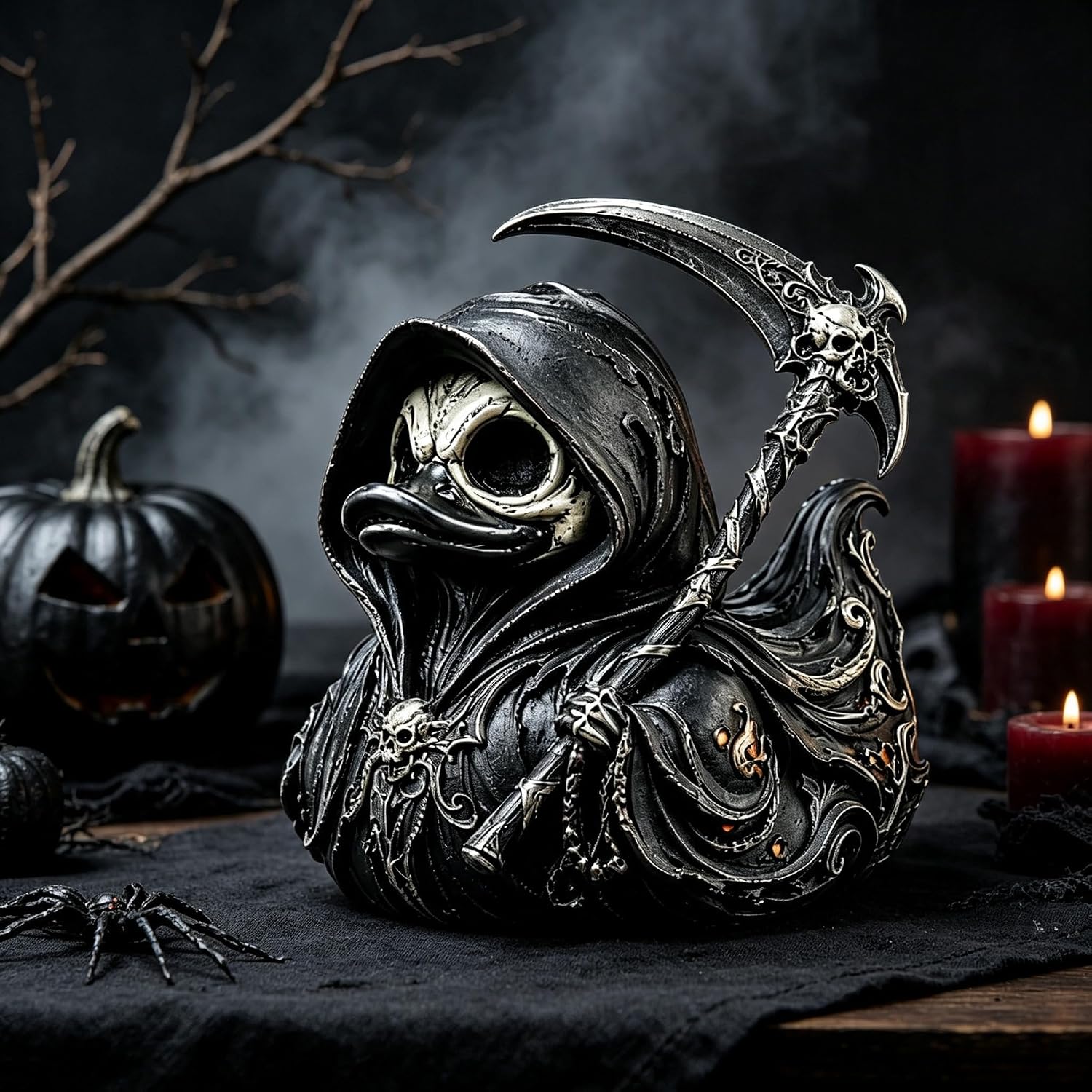 死神ゴシックコレクタブルダック、ハロウィンスケルトンフード付 - Halloween Skeleton Decoration のレビューと価格