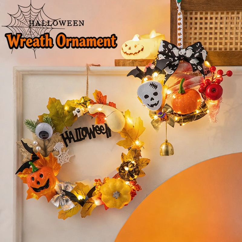 LEDライト付きハロウィーンリースDIYキット。かぼちゃ、お - Halloween Pumpkin Decor Led のレビューと価格