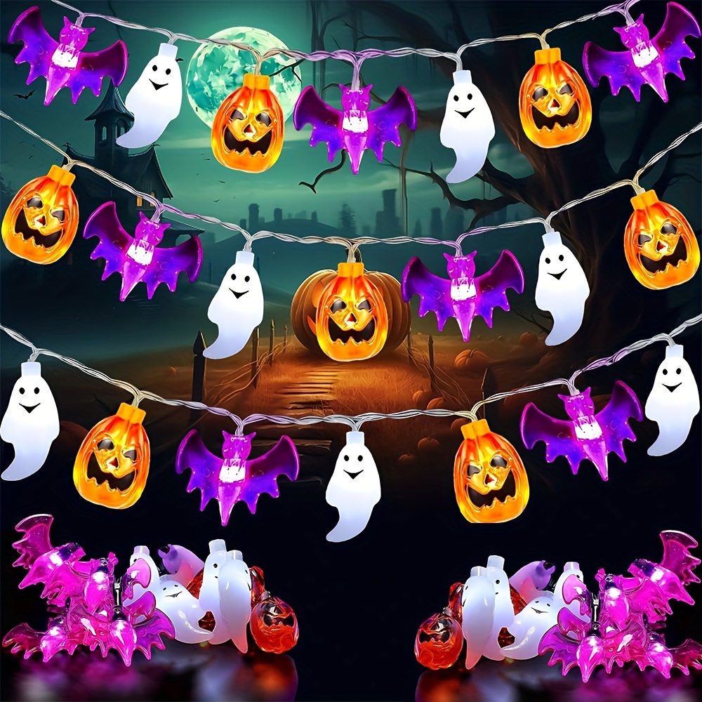 かわいいカボチャコウモリゴーストハロウィンLEDストリングラ - Halloween Led String Lights Orange のレビューと価格