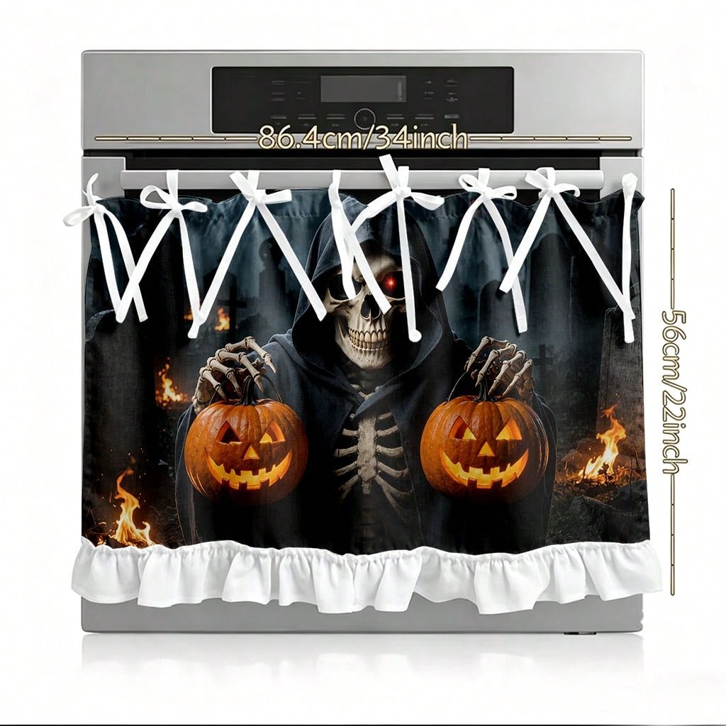 1枚入りキッチンストーブカーテン、キャビネットカーテン、ハロ - Pumpkin Lantern Halloween のレビューと価格