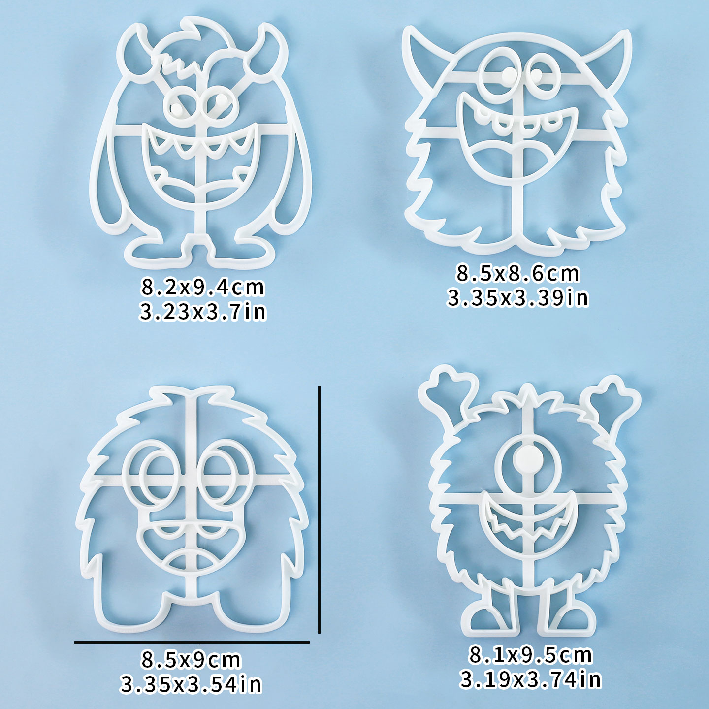 1個/4個入り 大型モンスタークッキーカッター 3Dキュート - Halloween Party Supplies のレビューと価格