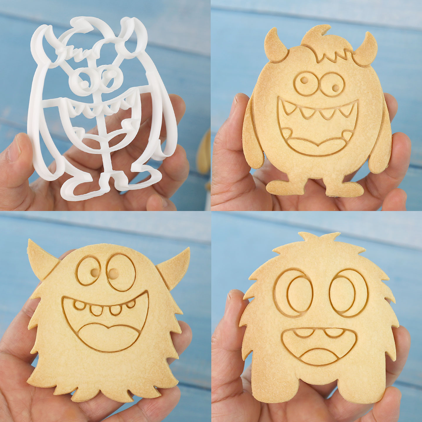 1個/4個入り 大型モンスタークッキーカッター 3Dキュート - Halloween Party Supplies のレビューと価格