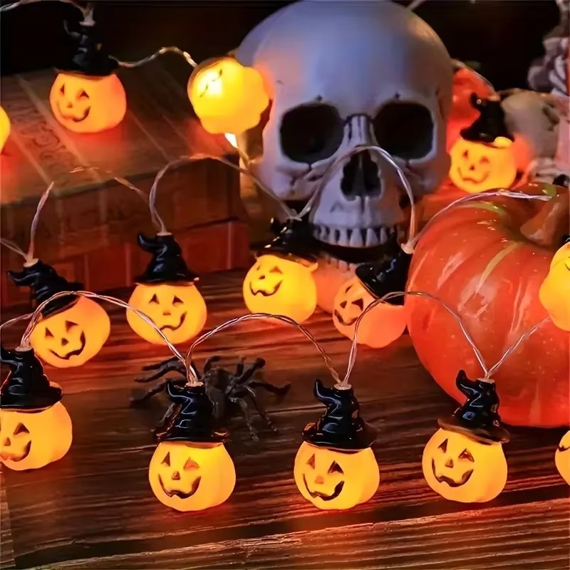 魔女の帽子とカボチャの妖精モチーフのイルミネーションライト。 - Halloween Led String Lights Orange のレビューと価格
