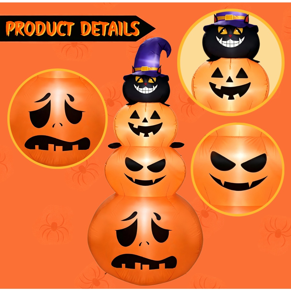 屋外のホリデーデコレーション ハロウィン用インフレータブル  - Halloween Pumpkin Decor Led のレビューと価格