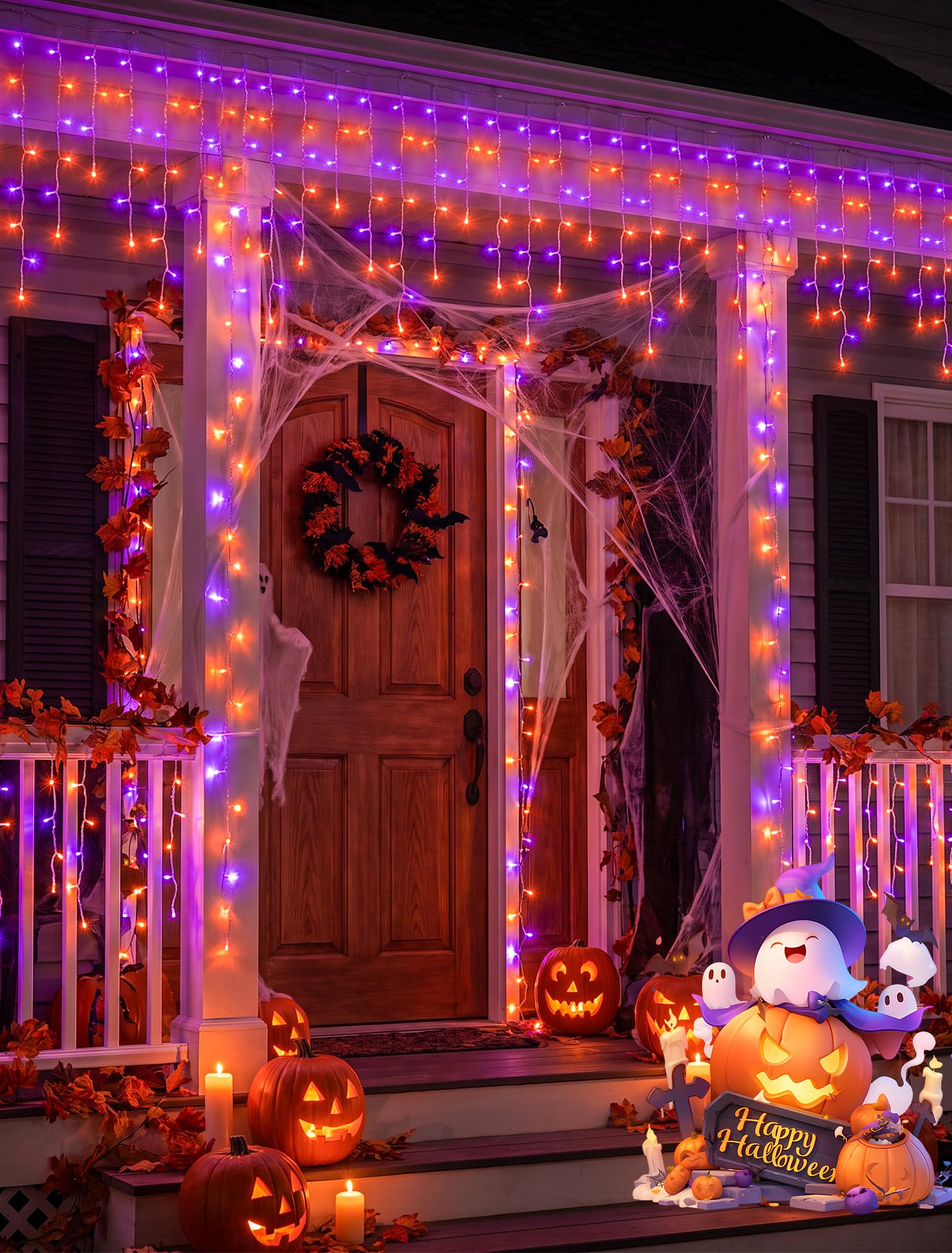 ハロウィンアイシクルライト（屋外用）、300個のLEDパープ - Halloween Led String Lights Orange のレビューと価格