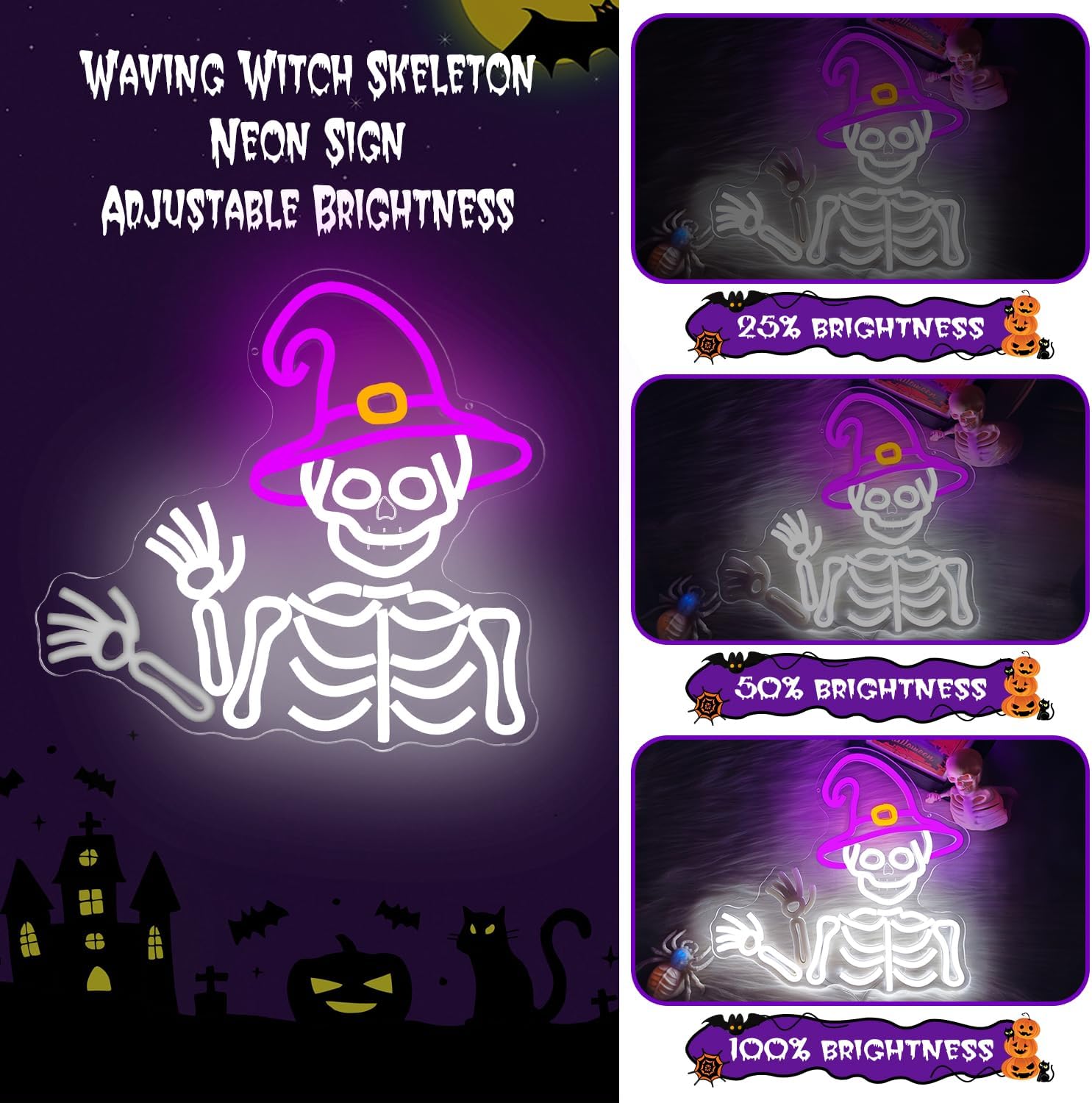 可動式アームスケルトンLEDネオンサイン、USB電源ネオンラ - Halloween Skeleton Decoration のレビューと価格