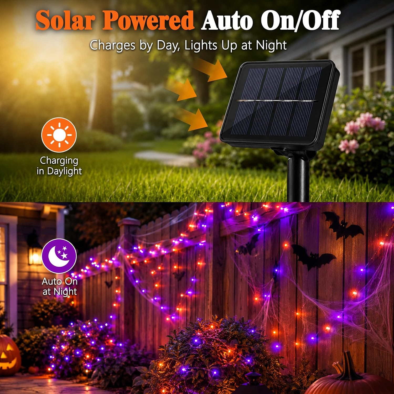 ハロウィンソーラー銅線ストリングライト屋外防水オレンジパープ - Halloween Led String Lights Orange のレビューと価格