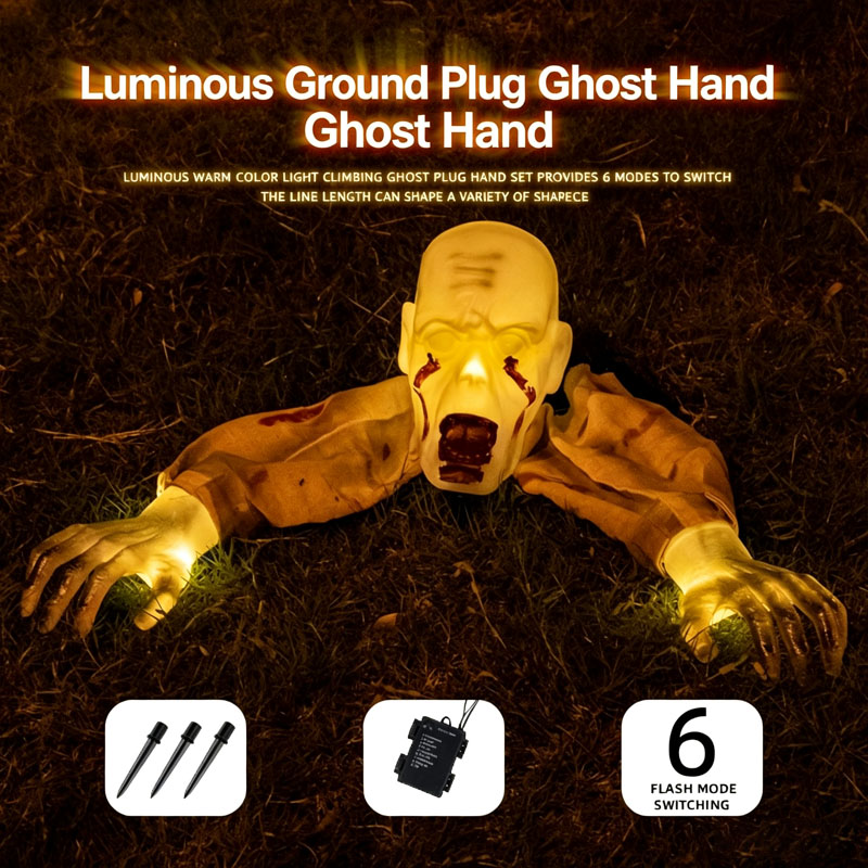 不気味なハロウィーンの幽霊のオーナメント。光る骸骨の装飾品。 - Halloween Skeleton Decoration のレビューと価格