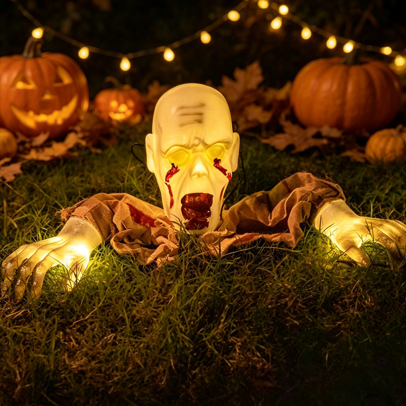 不気味なハロウィーンの幽霊のオーナメント。光る骸骨の装飾品。 - Halloween Skeleton Decoration のレビューと価格