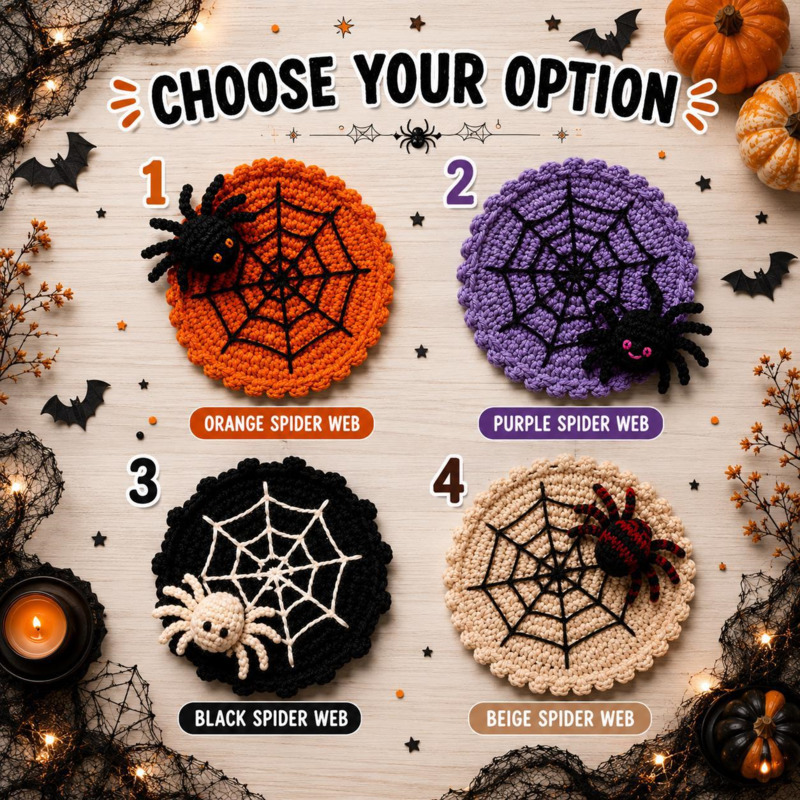 10cm ハロウィーン スパイダーウェブ コースター 手編み - Spider Web Halloween Decoration のレビューと価格