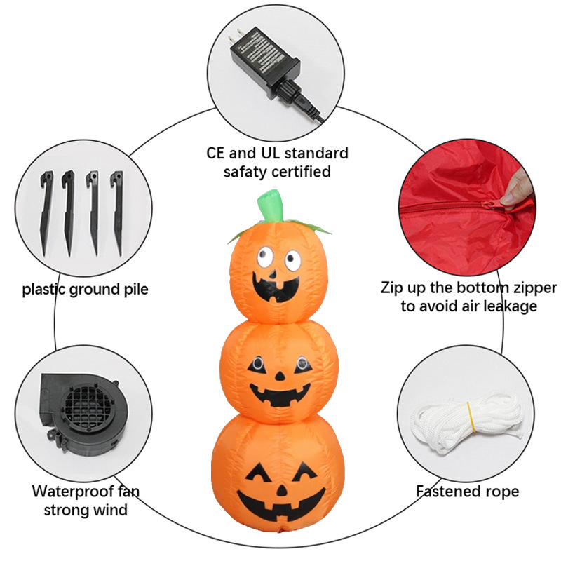 1.2mの積み重ね可能なハロウィン用インフレータブルパンプキ - Halloween Pumpkin Decor Led のレビューと価格