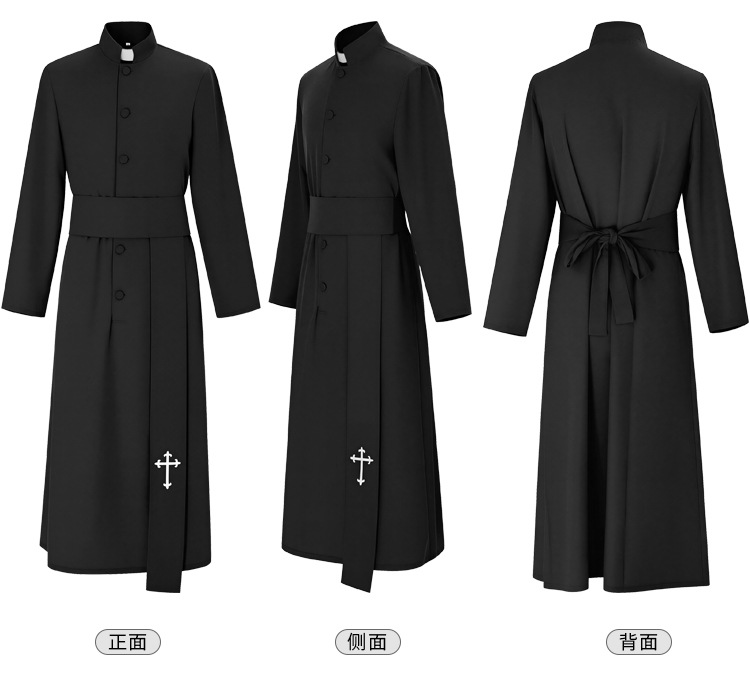 中世の司祭の衣装、白い十字架、聖職者のローブ、キリスト教の牧 - Halloween Costume Adult のレビューと価格