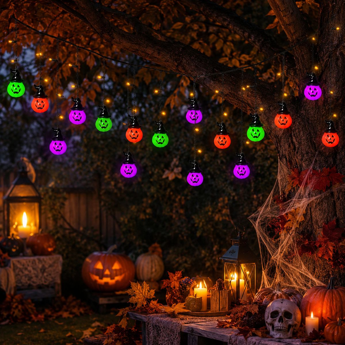 ハロウィン用ホラーフィギュア10個（魔女の帽子、カボチャのラ - Halloween Led String Lights Orange のレビューと価格