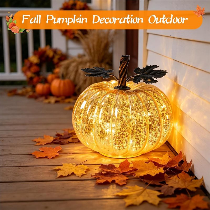 AAAN-ガラス製パンプキンライト、電池式LEDパンプキンラ - Halloween Pumpkin Decor Led のレビューと価格