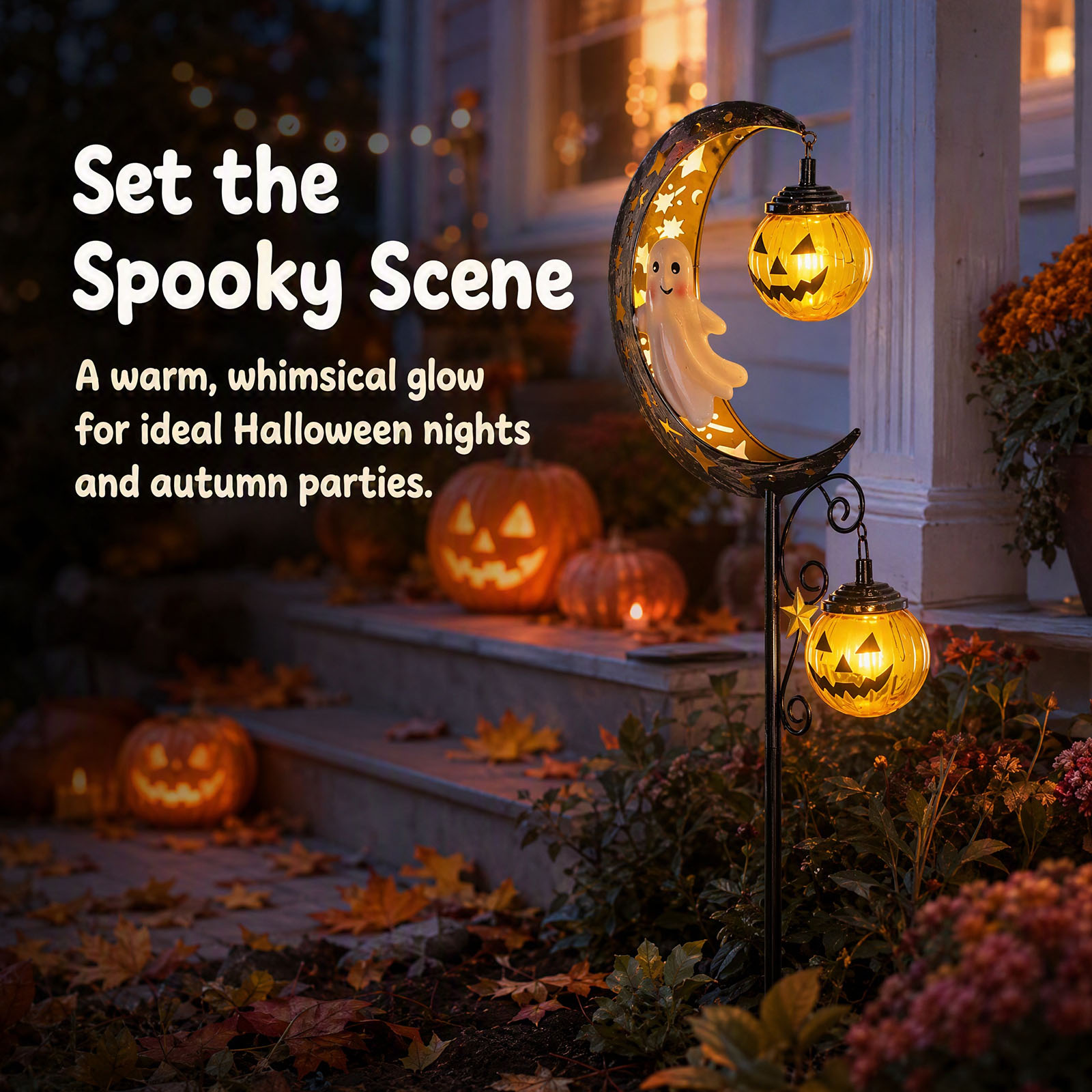 ハロウィンソーラーガーデンステークライト スカルゴーストムー - Halloween Pumpkin Decor Led のレビューと価格