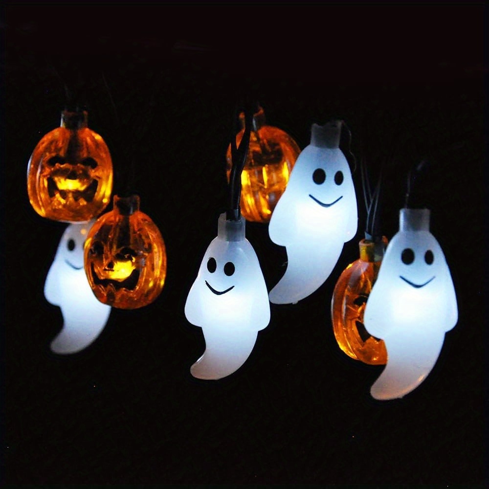 19.7フィート 30個 LED電池式ゴーストパンプキンハロ - Halloween Led String Lights Orange のレビューと価格