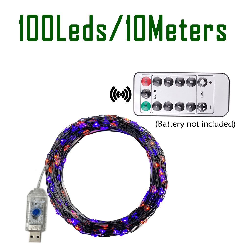 100/200LED ストリングライトオレンジ & パープル - Halloween Led String Lights Orange のレビューと価格