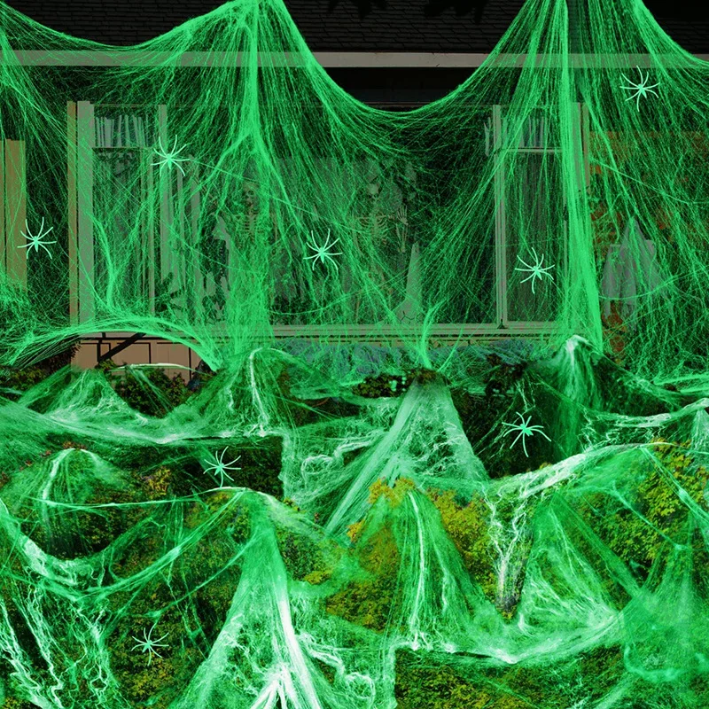 1～5個入り ハロウィーン用 光る蜘蛛の巣 蛍光シルク製 デ - Spider Web Halloween Decoration のレビューと価格