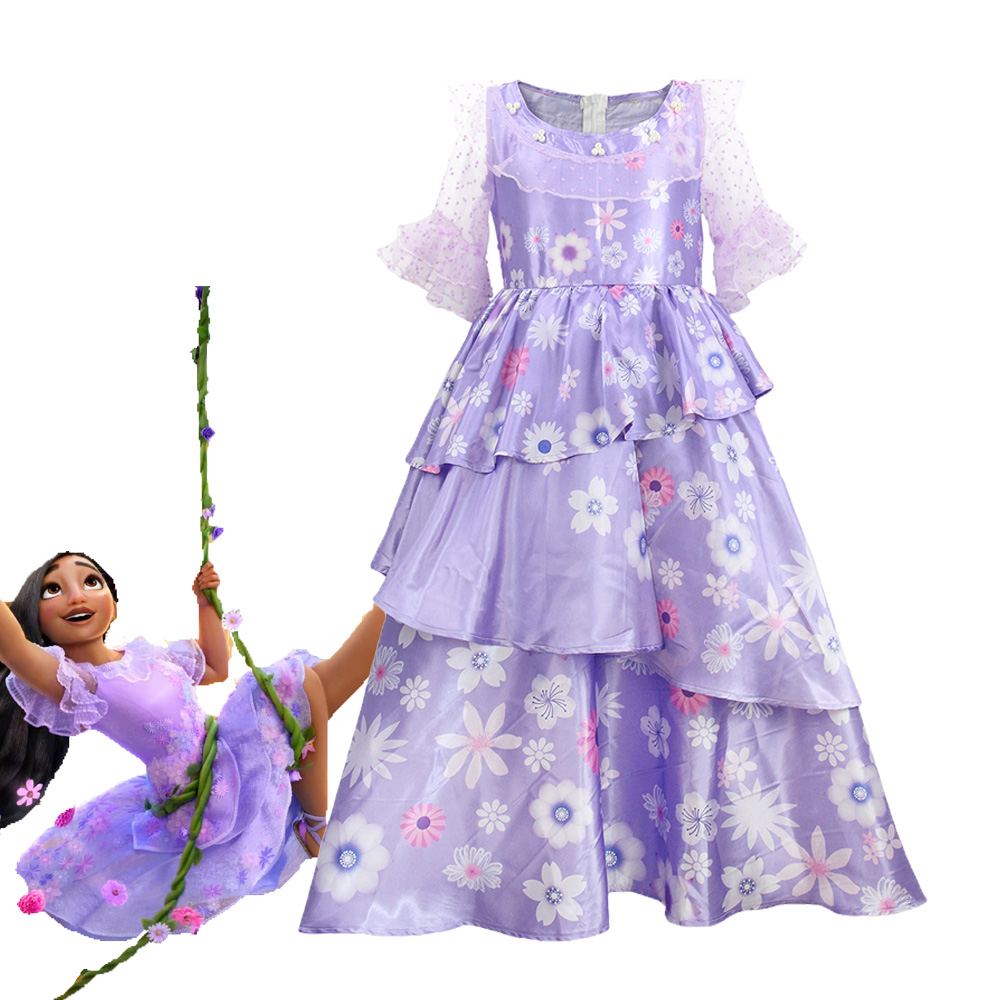 アニメ映画イザベラ・マドリガルコスプレ衣装子供大人紫花柄プリ - Halloween Costume Kids のレビューと価格